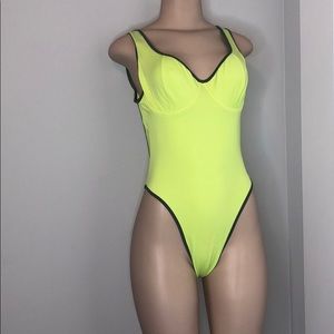 Neon yellow/green one piece bathing suit